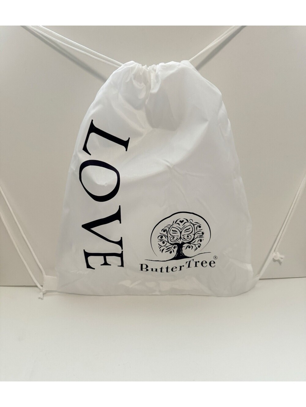 ButterTree LOVE White Drawstring Backpack Gym Shoe Travel Storage Bag